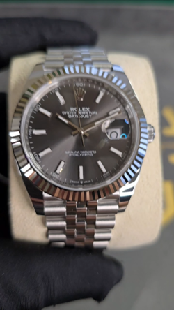UNWORN ROLEX DATEJUST PERPETUAL 126334 SLATE GREY JUBILEE 18K GOLD 41MM B&P