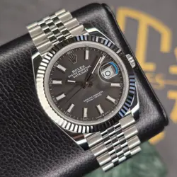 UNWORN ROLEX DATEJUST PERPETUAL 126334 SLATE GREY JUBILEE 18K GOLD 41MM B&P