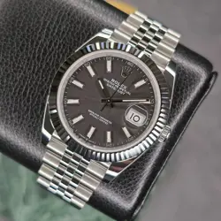 UNWORN ROLEX DATEJUST PERPETUAL 126334 SLATE GREY JUBILEE 18K GOLD 41MM B&P