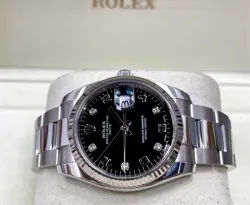 ROLEX DATE BLACK ARABIC DIAMOND DIAL 115234 FULL SET 2015 OYSTER BRACELET 34MM