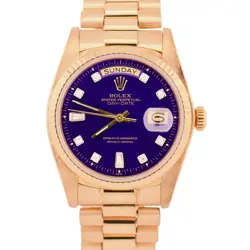 ROLEX DAY-DATE PRESIDENT BLUE DIAMOND 36MM 18K YELLOW GOLD FLUTED 18038 WATCH