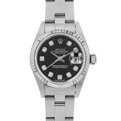 ROLEX DATEJUST 10P DIAMOND 69174G BLACK 3 ROW OYSTER BRACELET U NUMBER SECON...