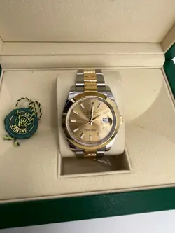 ROLEX DATEJUST 126303 FULL SET 20GOLD AND SILVER OYSTER BRACELET WITH GOLD BEZEL
