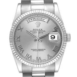 ROLEX PRESIDENT DAY DATE WHITE GOLD ROMAN DIAL MENS WATCH 118239