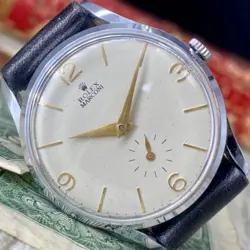 VINTAGE ROLEX MARCONI HAND-WOUND DIAL WHITE SMALL SECOND ANTIQUE WORKING GOOD