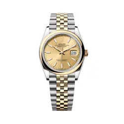 ROLEX DATEJUST 36 GOLD AND SILVER BRACELET WITH GOLD BEZEL