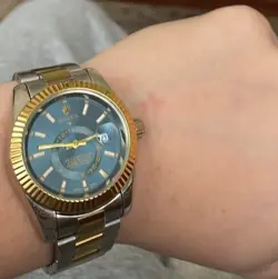 ROLEX SKY-DWELLER 326934 BLUSO BLUE DIAL STAINLESS STEEL 42MM 18K WHITE GOLD