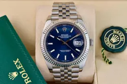 ROLEX DATEJUST 126334 SILVER JUBILEE BRACELET WITH SILVER BEZEL AND BLUE DIAL