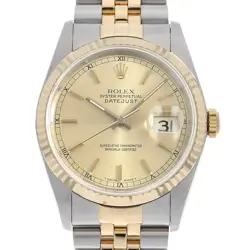 ROLEX DATEJUST 16233 CHAMPAGNE GOLD BAR L NUMBER SECOND HAND MENS
