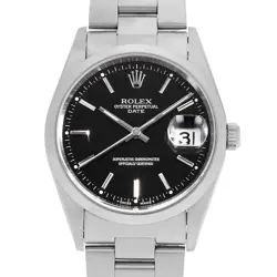 ROLEX OYSTER PERPETUAL DATE 15200 BLACK BAR T NUMBER SECOND HAND MENS