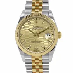 ROLEX DATEJUST 36 36MM STEEL 18K YELLOW GOLD GOLDEN FLUTED MOTIF DIAL 126233G
