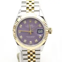 ROLEX 18K GOLD COMBINATION 10D DIAMOND DAYJUST PURPLE LAVENDER DIAL 28MM WOMEN'S