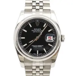 ROLEX BLACK DIAL JUBILEE 36MM STEEL MEN'S WATCH 116200