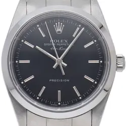 ROLEX AIR KING 14000M(K) BOX WARRANTY STAINLESS STEEL MENSWATCH BLACK FINISH...
