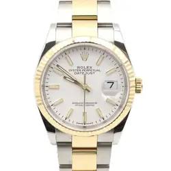 ROLEX DAYJUST WHITE DIAL 18K YELLOW GOLD COMBINATION 36MM WATCH 126233