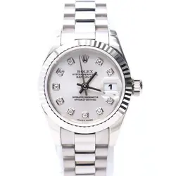 ROLEX 18K WHITE GOLD LADY DATEJUST DIAMOND WOMEN'S WATCH 10P DIAMOND AA22983