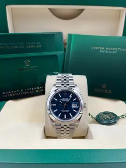 ROLEX DATE JUST 41MM SMOOTH BLUE MOTIF DIAL JUBILEE 126300 PRE-OWNED 2023