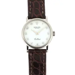 K18WG ROLEX CELLINI K  6110  WHITE SHELL 2001  WOMEN WATCH