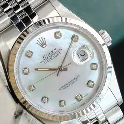 ROLEX MENS DATEJUST 16234 18KW GOLD & STEEL WHITE DIAL FLUTED BEZEL 36MM WATCH