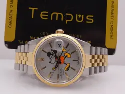ROLEX DATE MICKEY MOUSE 15223 JUBILEE +PAPERS 18KT GOLD & STEEL '1989 AUTO WATCH