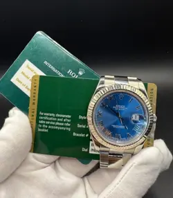 ROLEX DATEJUST 116334 SILVER OYSTER WITH SILVER BEZEL W/ CARD + SERVICE CARD 22’
