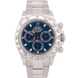 MINT ROLEX DAYTONA COSMOGRAPH BLUE 18K WHITE GOLD RANDOM SERIAL OYSTER 116509
