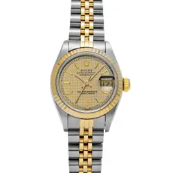 ROLEX 4/17  DATEJUST 69173 L NUMBER 1987 MANUFACTURED CHAMPAGNE HOUNSTOOTH WATCH