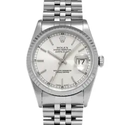 ROLEX 4/17  DATEJUST 16234 NUMBER 1996 MANUFACTURED SILVER WATCH WRISTWATCH R45_