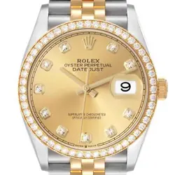 ROLEX DATEJUST 36 STEEL YELLOW GOLD DIAMOND DIAL LADIES WATCH 126283 BOX CARD