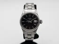 RARE $10,000 ROLEX BLACK DIAL DATE 26MM SS LADIES WATCH SERVICED PAPERS