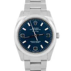 MINT PAPERS ROLEX AIR-KING BLUE 3-6-9 STAINLESS STEEL 34MM WATCH 114200 BOX