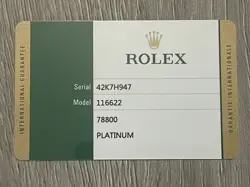 ROLEX GUARANTEE WARRANTY CARD BOOKLET 2016 YACHT-MASTER 116622 !