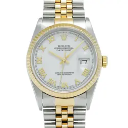 ROLEX DATEJUST WHITE GOLD AND STEEL BROOCH WATCH AUTHENTIC