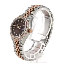 ROLEX DATEJUST BROWN ROSE GOLD BAG WATCH AUTHENTIC
