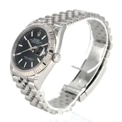 ROLEX DATEJUST 36MM BLACK STEEL BAG WATCH AUTHENTIC