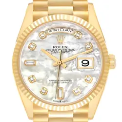 ROLEX PRESIDENT DAY-DATE YELLOW GOLD MOP DIAMOND DIAL MENS WATCH 128238 BOX CARD