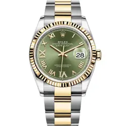 ROLEX DATEJUST 36 126233 WRISTWATCH - OLIVE GREEN ROMAN VI DIAMOND, OYSTER