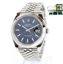 2021 ROLEX DATEJUST 126300 41MM BLUE DIAL SMOOTH JUBILEE BOX PAPERS