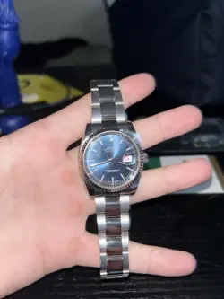 ROLEX DATEJUST 18K WHITE GOLD STEEL BLUE DIAL AUTOMATIC MEN'S WATCH 116234 72600
