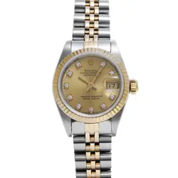 ROLEX DATEJUST 10P DIAMOND 69173G E SERIES (MANUFACTURED AROUND 1990) CHAMPA...
