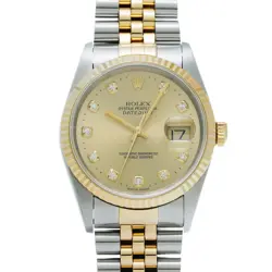 ROLEX DATEJUST 10P DIAMOND 16233G U SERIES (MANUFACTURED AROUND 1997) GOLD/D...