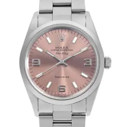 ROLEX AIR KING 14000 PINK 369 WHITE BAR U NUMBER SECOND HAND MENS