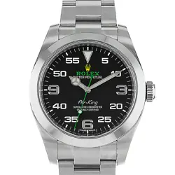 ROLEX AIR KING 116900 40MM BLACK ARABIC STEEL OYSTER AUTOMATIC MENS WATCH 2021