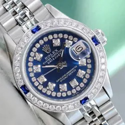 ROLEX LADY DATEJUST WATCH STAINLESS STEEL BLUE DIAMOND DIAL & BEZEL JUBILEE