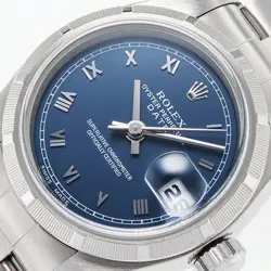 ROLEX OYSTER PERPETUAL DATE REF.69190 BLUE DIAL AUTOMATIC WINDING LADIES 26MM