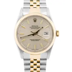 ROLEX DATEJUST 36MM SILVER 18K GOLD TWO-TONE STAINLESS STEEL JUBILEE 16013 BOX