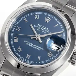 ROLEX OYSTER PERPETUAL DATE REF.69160 BLUE DIAL AUTOMATIC WINDING LADIES 26MM