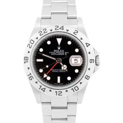 UNPOLISHED PAPERS Rolex Explorer II 40mm BLACK Steel GMT Date Watch 16570 BOX