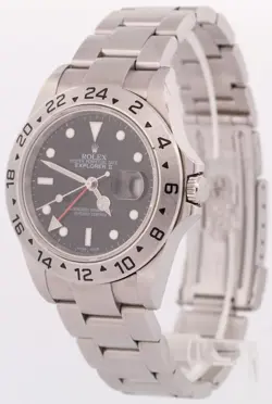 UNPOLISHED PAPERS Rolex Explorer II 40mm BLACK Steel GMT Date Watch 16570 BOX
