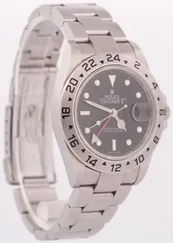UNPOLISHED PAPERS Rolex Explorer II 40mm BLACK Steel GMT Date Watch 16570 BOX